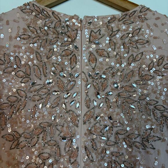 Adrianna Papell  Beaded Sequined Gown Size 16 Wedding Romantic Special Occasions - Picture 12 of 16